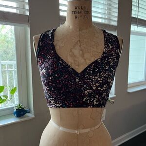 Purple Multicolor Patterned Crop Top